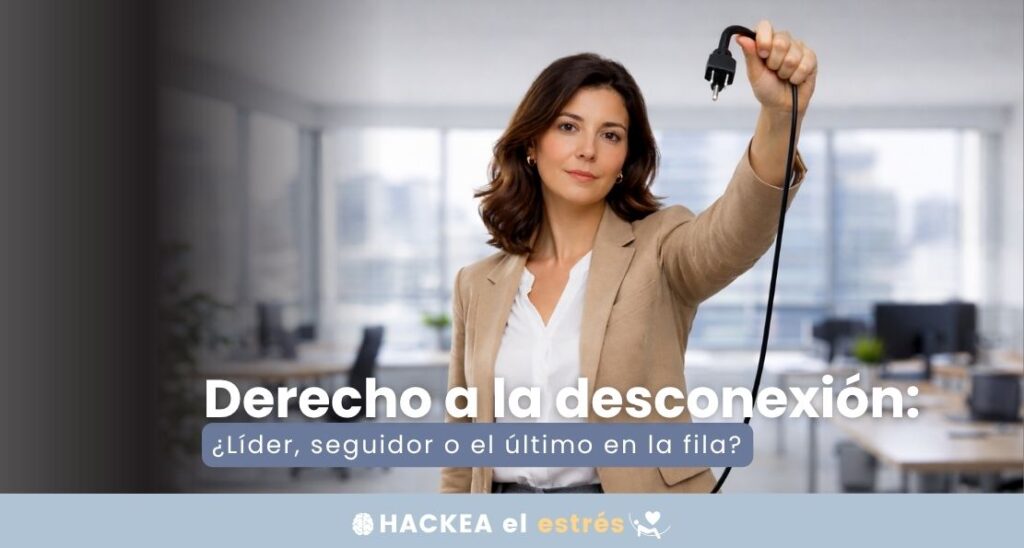 ejecutiva muestra cable desconectado para ilustrar el derecho a la desconexión